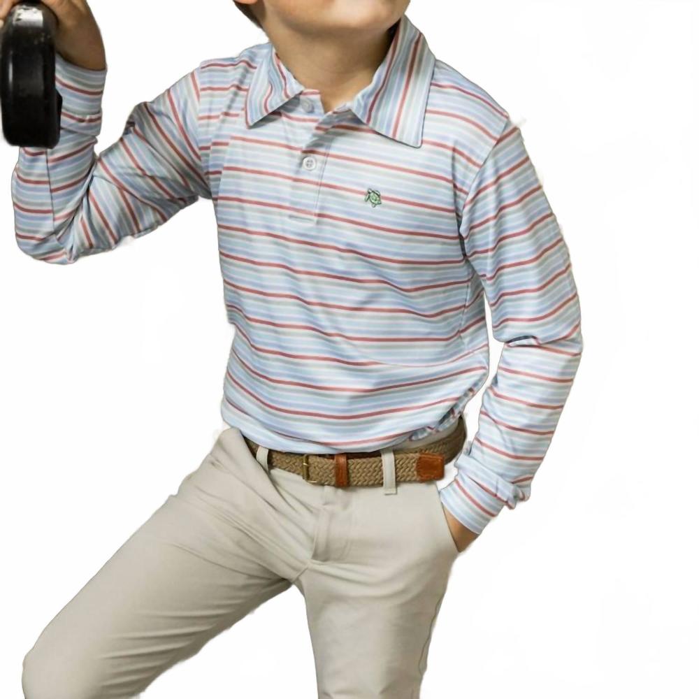 NEW BAILEY BOYS harry long sleeve performance polo shirt in rust